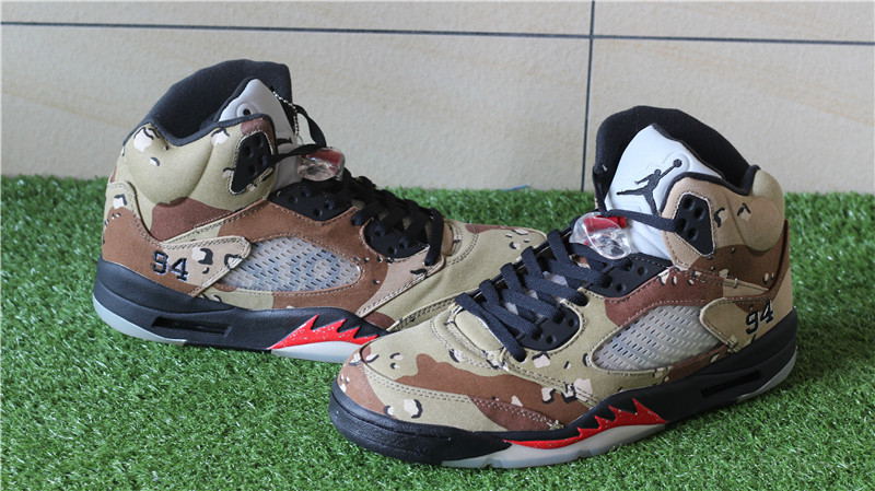 Authentic Supreme x Air Jordan 5 Camo Desert Storm